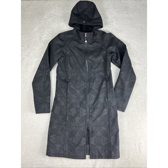 Lululemon Jacket Women’s 4 Apres Yoga Hooded in Black Dance In Snow Pattern - Picture 7 of 9